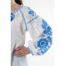 Boho Style Ukrainian Embroidered Folk  Blouse "Boho Flowers" blue on white